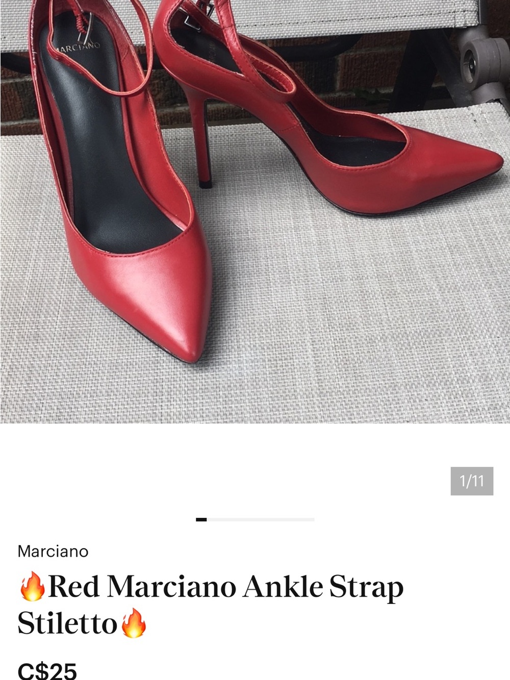 Marciano Red Pointed Ankle-Strap Stiletto Pumps